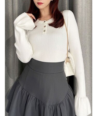 ヘンリーネックニットトップス