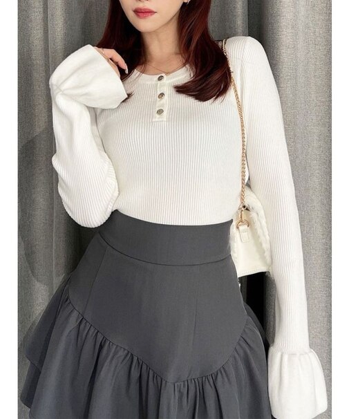 ヘンリーネックニットトップス