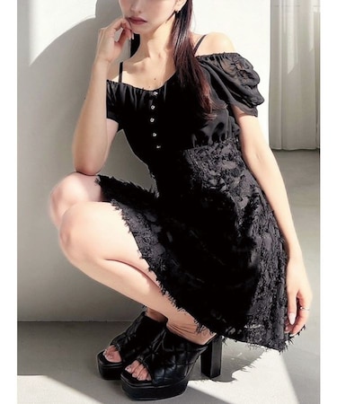 ジャガードドッキングミニフレアワンピース