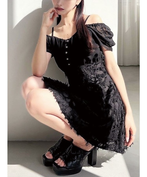 ジャガードドッキングミニフレアワンピース