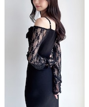 レースモチーフドッキンクニットワンピース