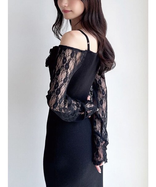 レースモチーフドッキンクニットワンピース