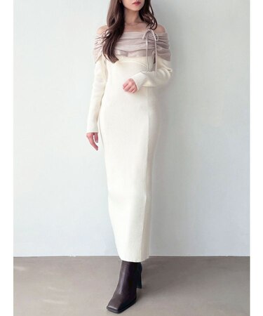 【骨格ストレート向け】バイカラーニットワンピース