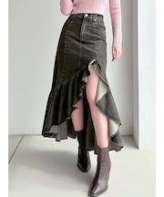 ラッフルデニムスカート