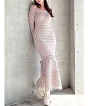 シアードッキングツイードニットワンピース