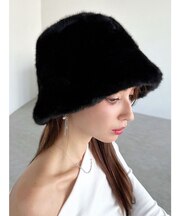 フェイクファーバケットハット