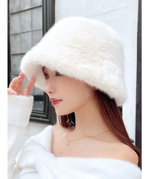 フェイクファーバケットハット