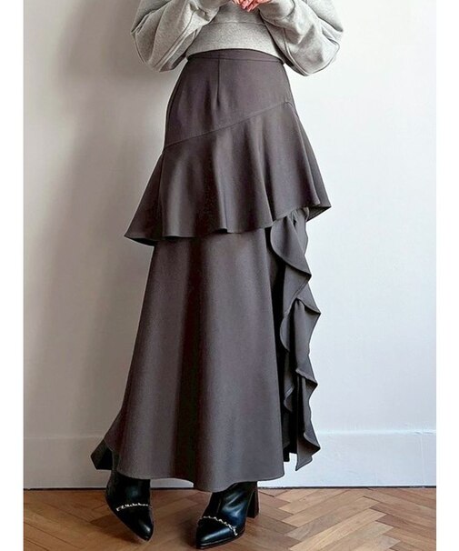 フリルスリットフレアスカート