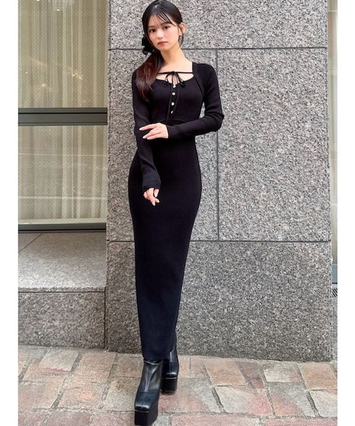 リボンデザインニットワンピース｜リゼクシーの通販｜&mall