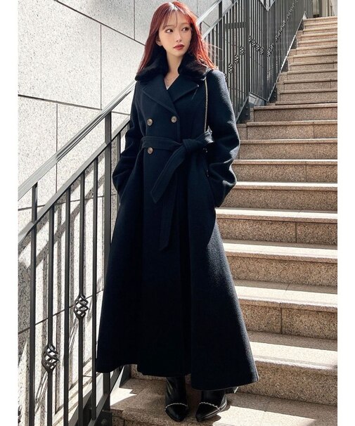 ショートビーバーウールロングコート