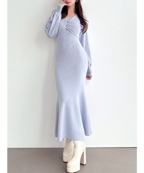 レイヤードマーメイドニットワンピース