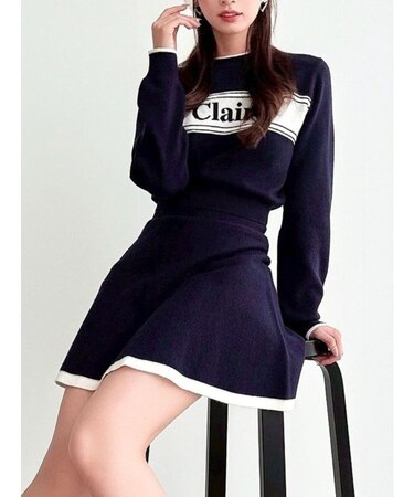 バイカラージャガードニットセットアップ