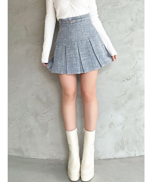 ツイードプリーツミニスカート【セットアップ着用可能】