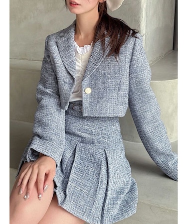 ツイードクロップドジャケット【セットアップ着用可能】