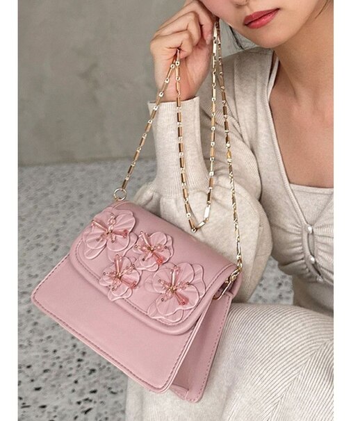 フラワーモチーフコンパクトバッグ