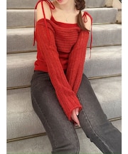 レイヤードニットトップス