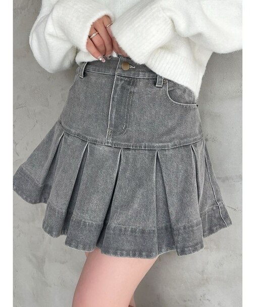 ボリュームフリルデニムスカート