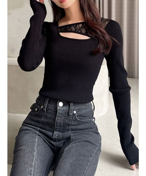 レースコンビニットプルオーバー