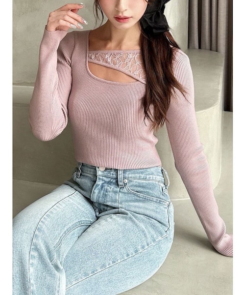 完売♡レースコンビプルオーバー♡ レースコンビニットプルオーバー｜リゼクシーの通販｜&mall（アンド