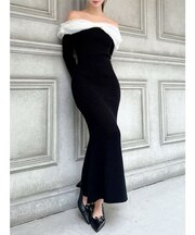 シアーリボンドッキングマーメイドニットワンピース