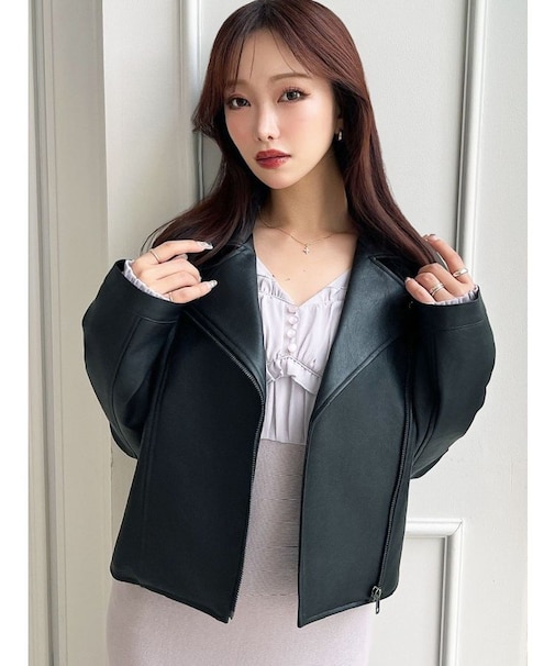 フェイクレザーライダースジャケット