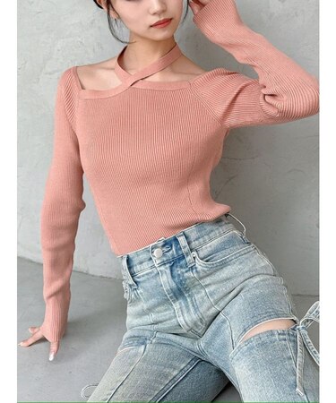 フロントクロスリブニットプルオーバー