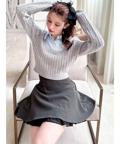 シャツドッキングケーブルニットトップス