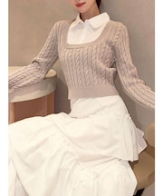 シャツドッキングケーブルニットトップス