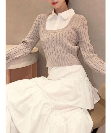 シャツドッキングケーブルニットトップス