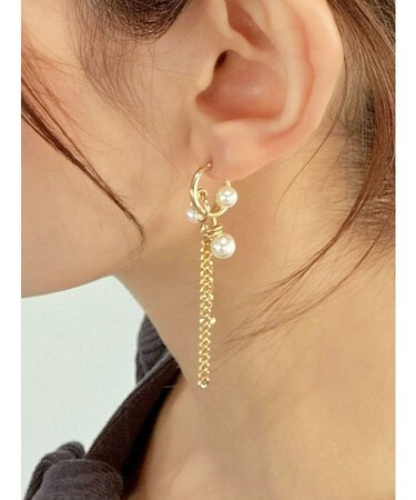 パールデザインチェーンピアス