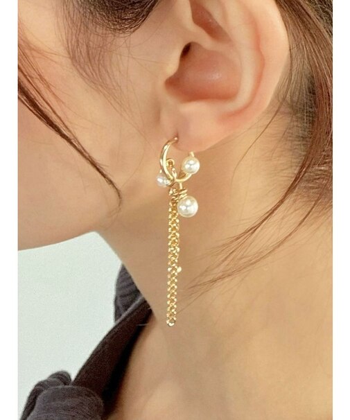パールデザインチェーンピアス
