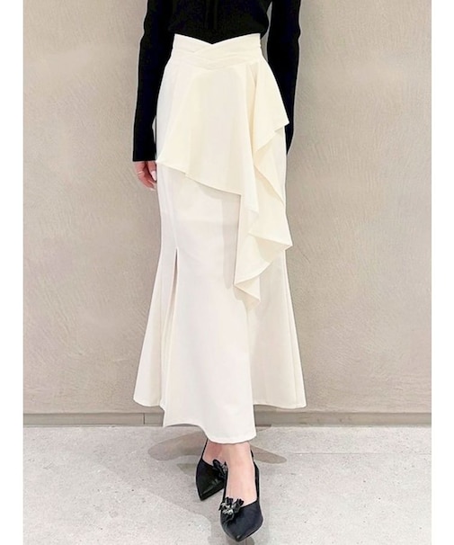 アシンメトリーラッフルマーメイドスカート