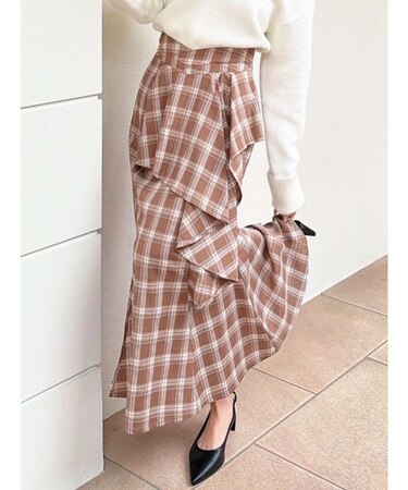 アシンメトリーラッフルマーメイドスカート