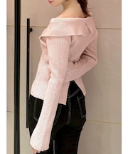 ビッグカラーニットトップス