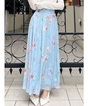 【memorif.】フラワーロングフレアスカート