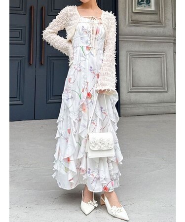 【memorif.】フラワーラッフルアンサンブルキャミワンピース