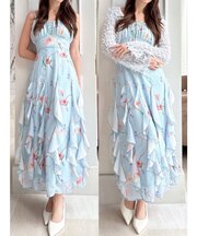 【memorif.】フラワーラッフルアンサンブルキャミワンピース