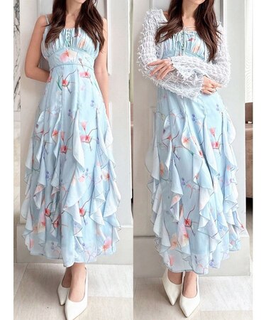 【memorif.】フラワーラッフルアンサンブルキャミワンピース