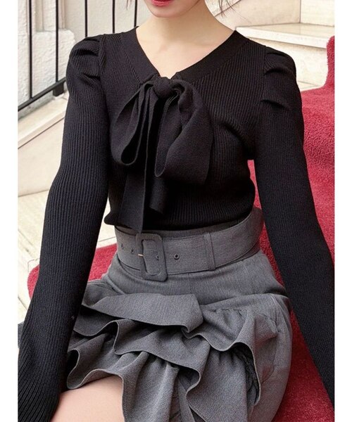 ボウタイニットトップス｜リゼクシーの通販｜&mall（アンドモール