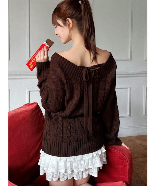 【Ghana】ケーブルルーズニットチュニック