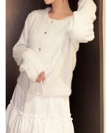 ラメシャギーカーディガン