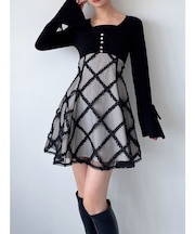 【追加生産分】ドッキングフレアミニニットワンピース