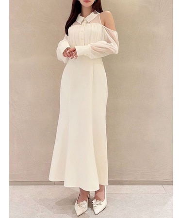 シアースリーブシャツマーメイドワンピース