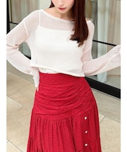 透かし編みクロップドニットトップス