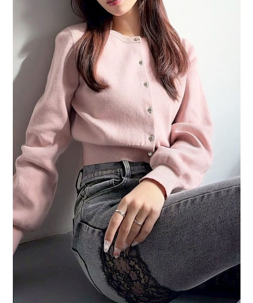 クルーネックニットカーディガン