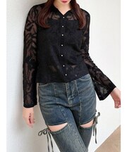 シアーポロニットトップス