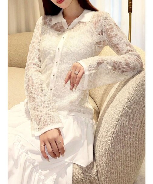 シアーポロニットトップス