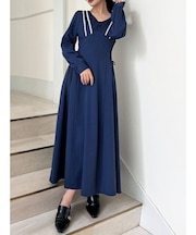 バイカラーピンタックフレアワンピース