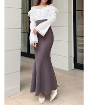 レースドッキングマーメイドニットワンピース