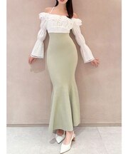 レースドッキングマーメイドニットワンピース